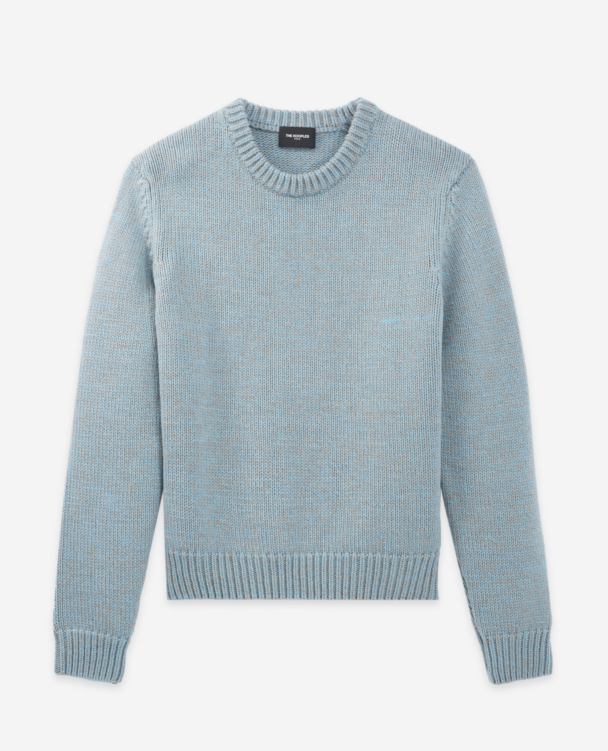 Light blue wool sweater w/ classic crew neck, MULTICOLOR BABY BLUE, hi-res image number null