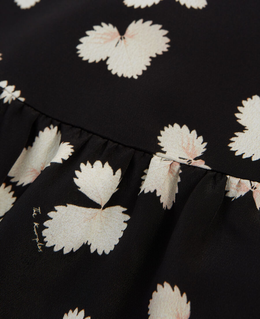 The Kooples WOMEN BLACK-ECRU short black dress ecru pattern and high neck