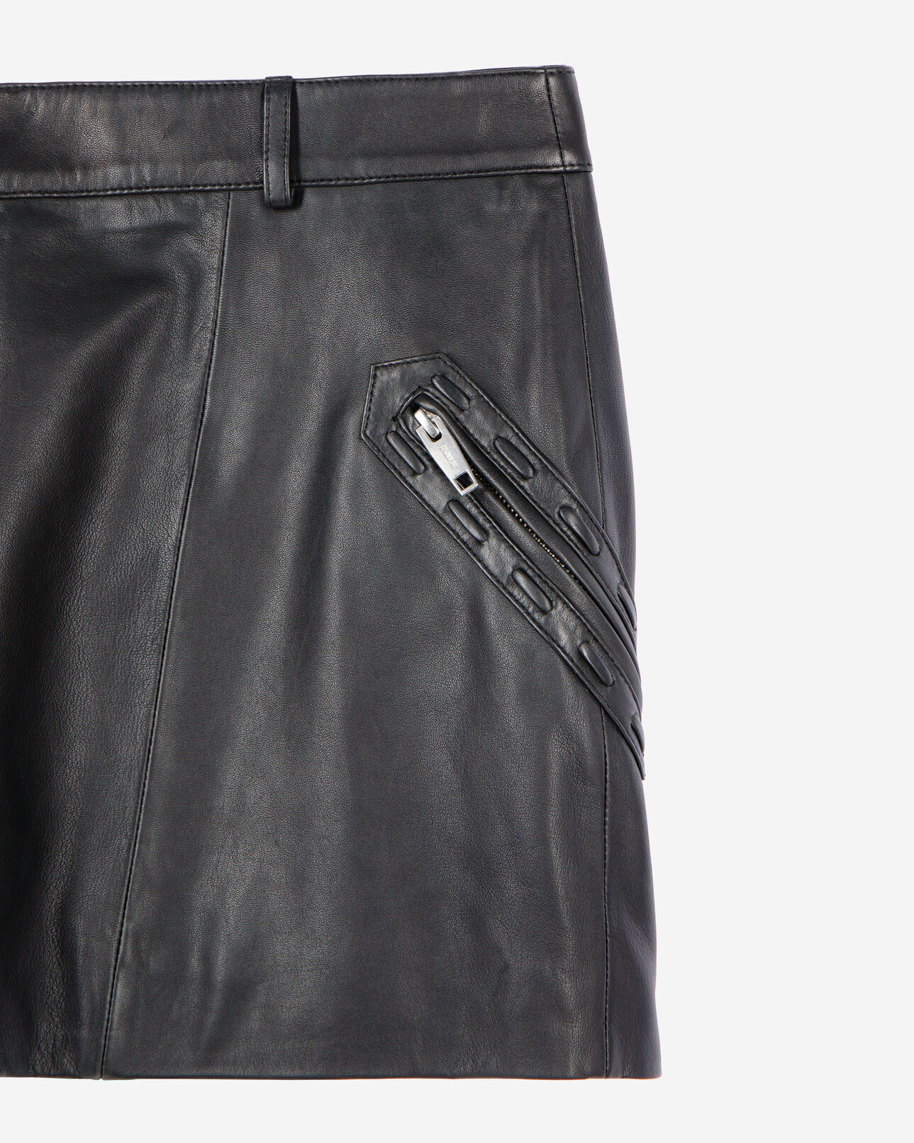 The Kooples FEMME BLACK STONE jupe courte en cuir noir