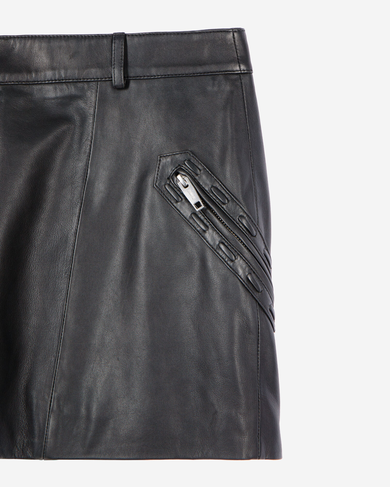 Jupe courte en cuir noir, BLACK STONE, hi-res image number null