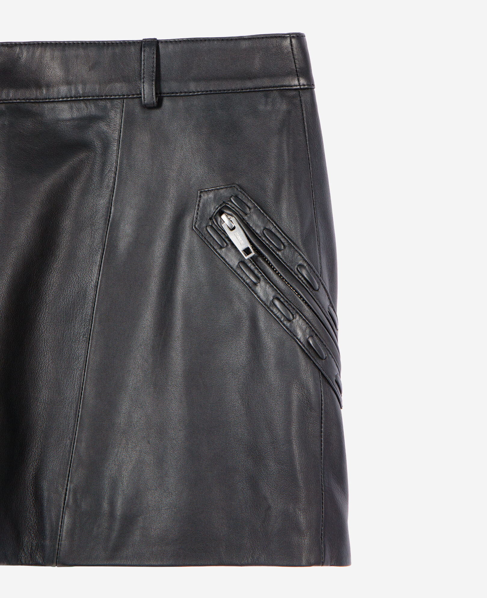 The Kooples FEMME BLACK STONE jupe courte en cuir noir