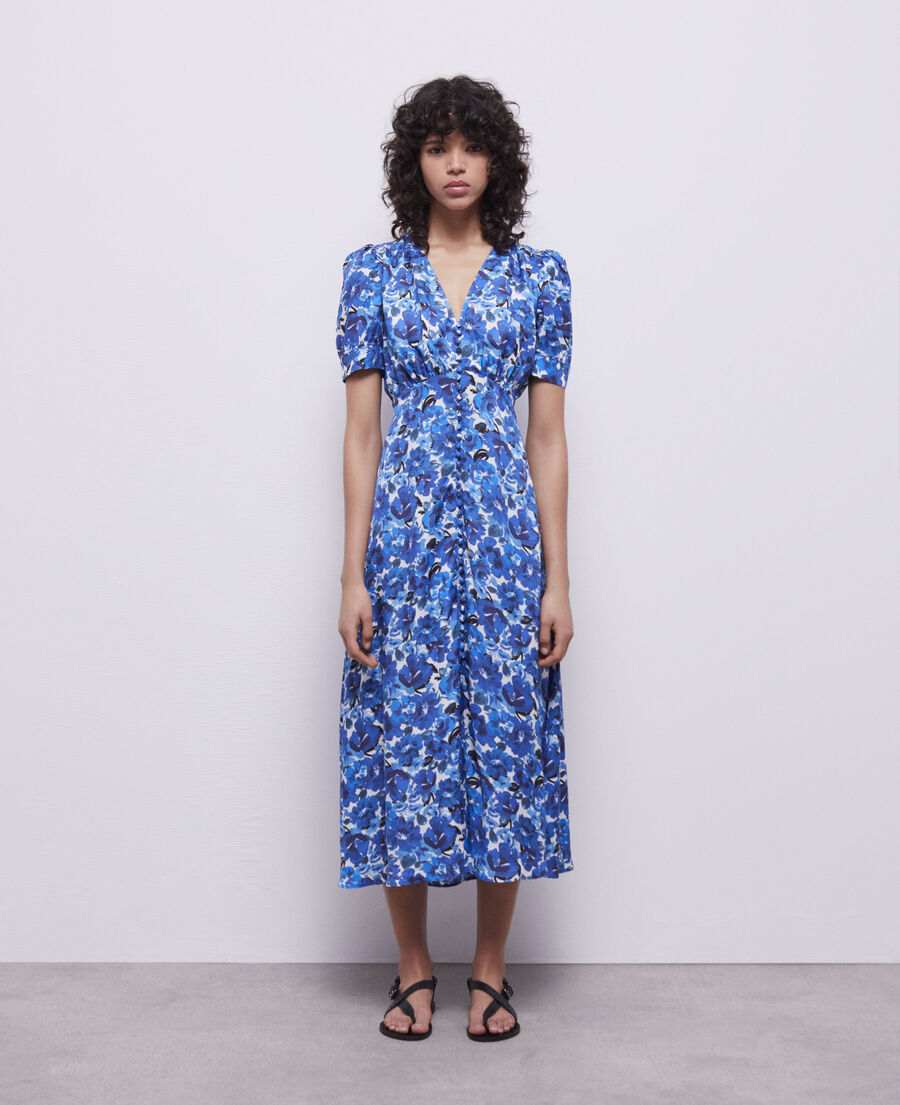 long printed dress with buttons