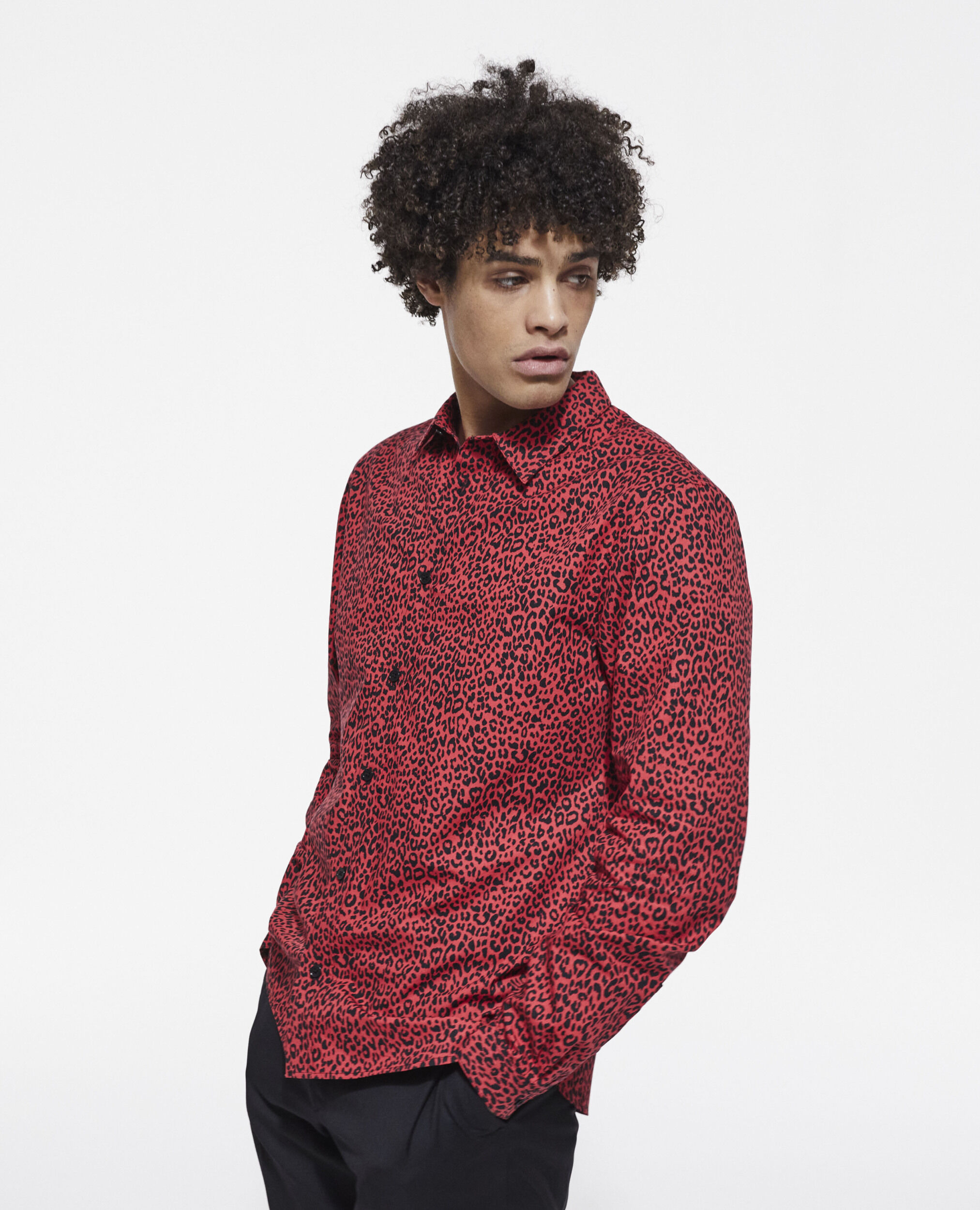 Red leopard print shirt, RED / BLACK, hi-res image number null