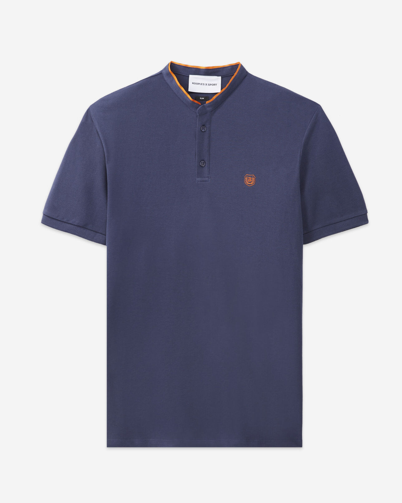 The Kooples MEN DEEP SEA BLUE / ORANGE dark blue cotton polo with orange details