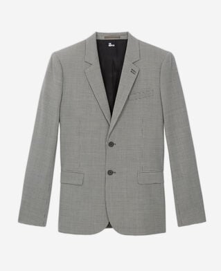 The Kooples H ECRU BLACK gray patterned wool suit jacket