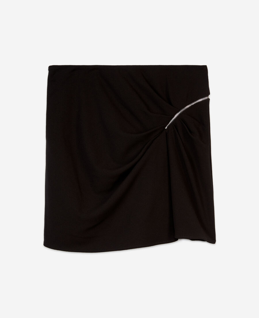 jupe courte noire en crêpe avec zip