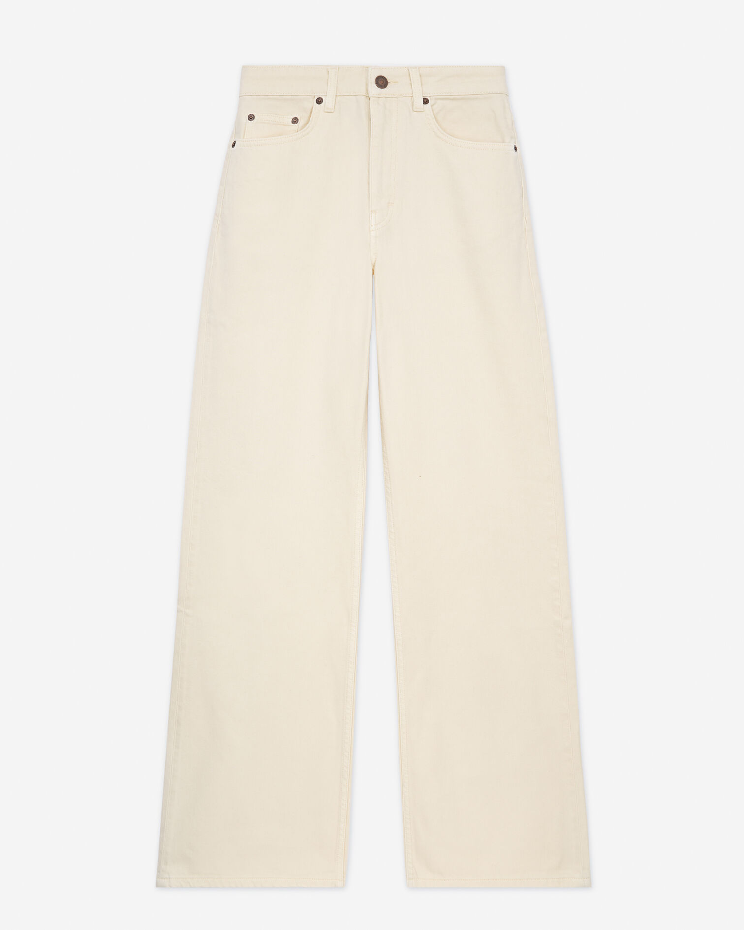 High-waist wide-leg ecru jeans, CREAM, hi-res image number null