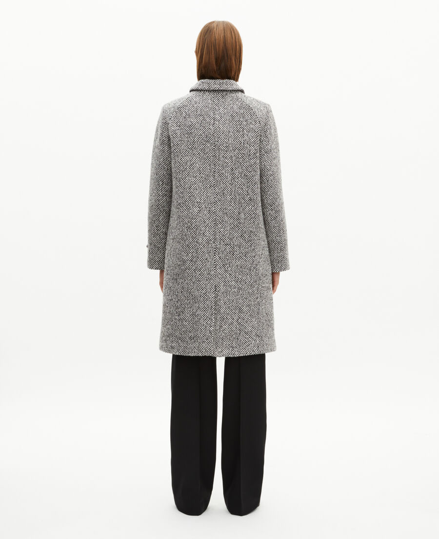 The Kooples F BLANC / BLEU black and white tweed long coat