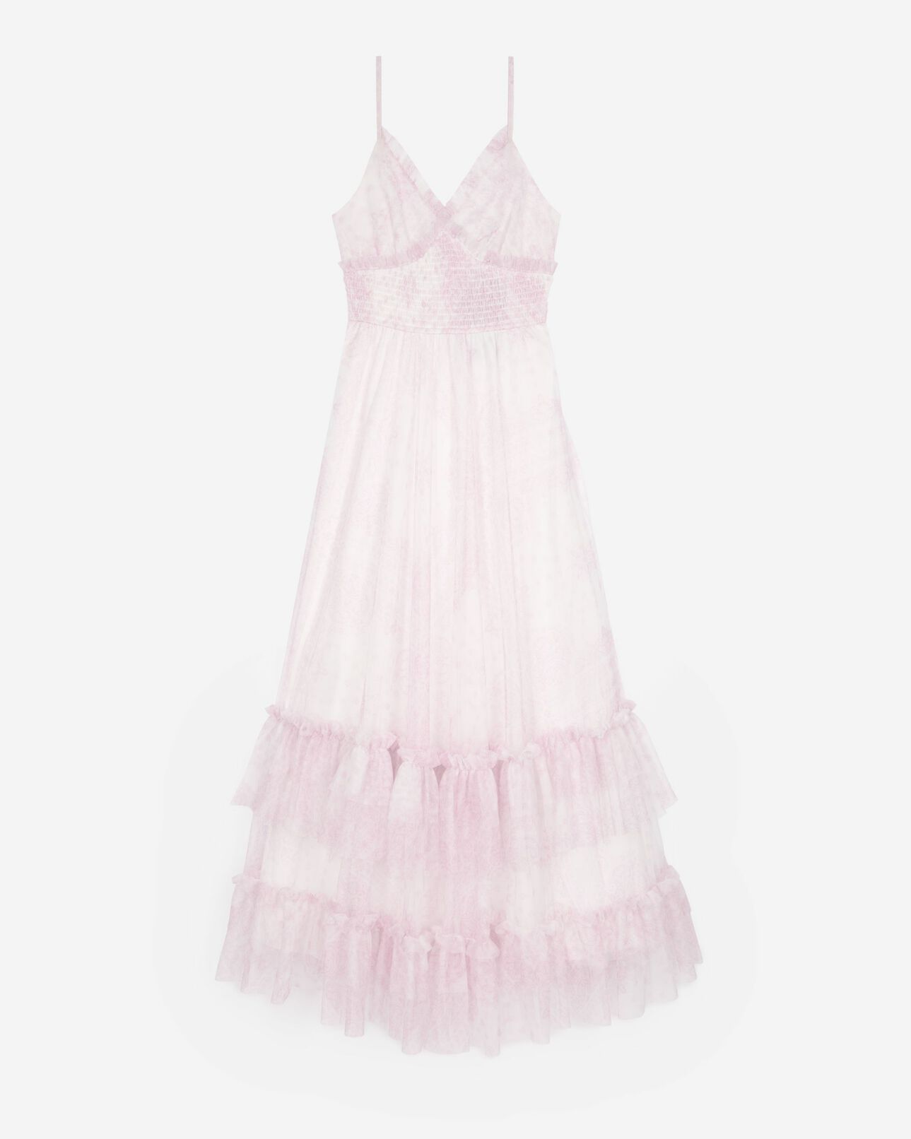 The Kooples FEMME WHITE - PINK robe longue en tulle imprimé 'pale lilac'
