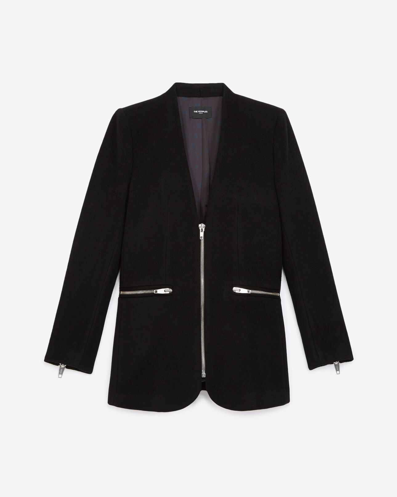 The Kooples FEMME BLACK veste noire laine cachemire zippée