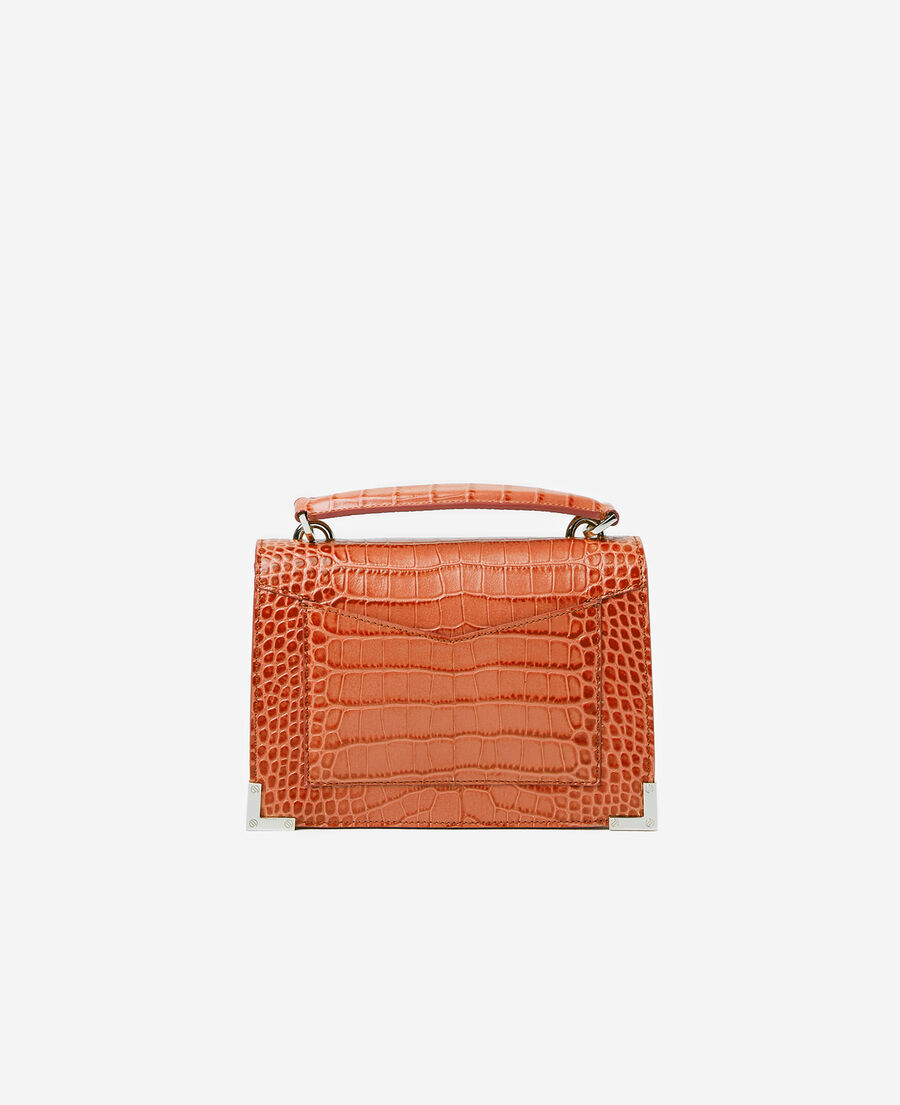 emily mini orange croc-print bag in leather