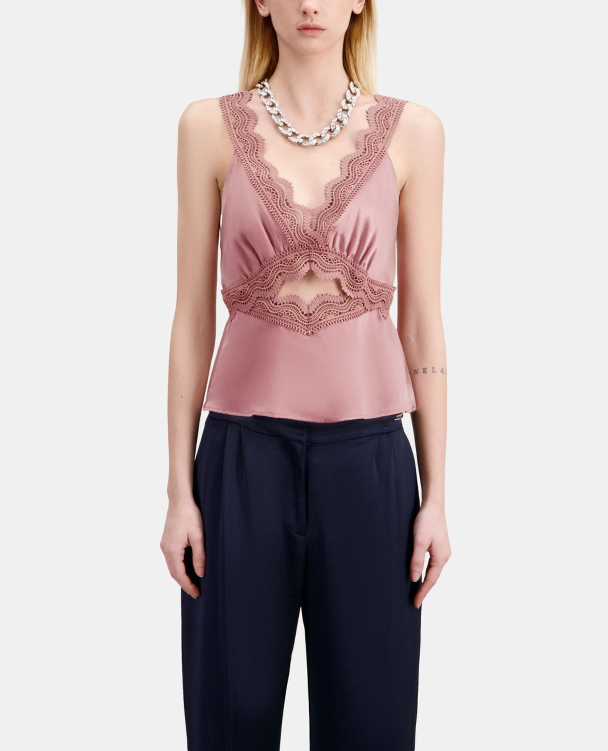 Lilac top with guipure, PINK WOOD, hi-res image number null