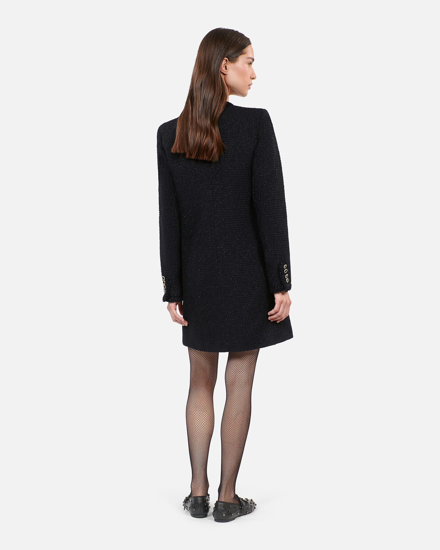 Short black tweed dress, BLACK, hi-res image number null