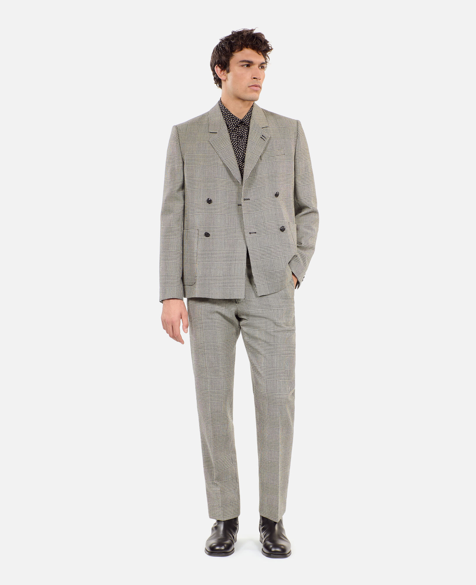 The Kooples MEN BLACK WHITE black and white houndstooth wool suit trousers