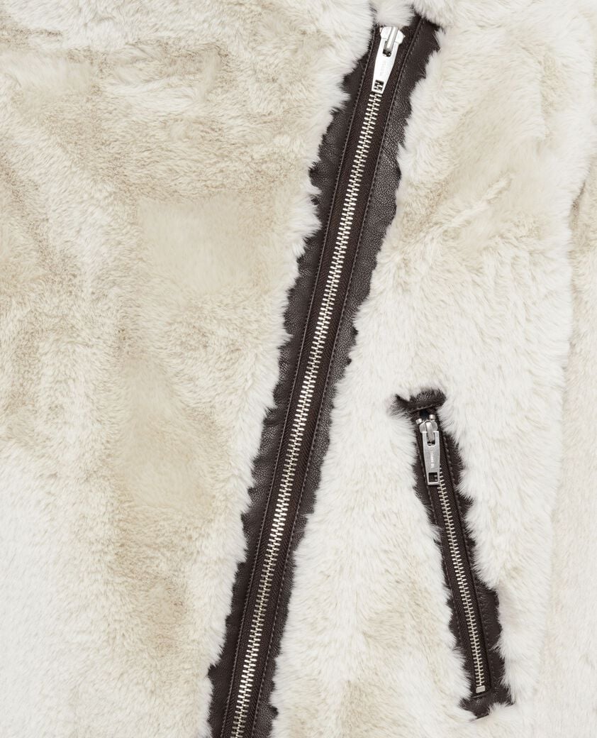 The Kooples WOMEN WHITE ecru fur-effect aviator jacket