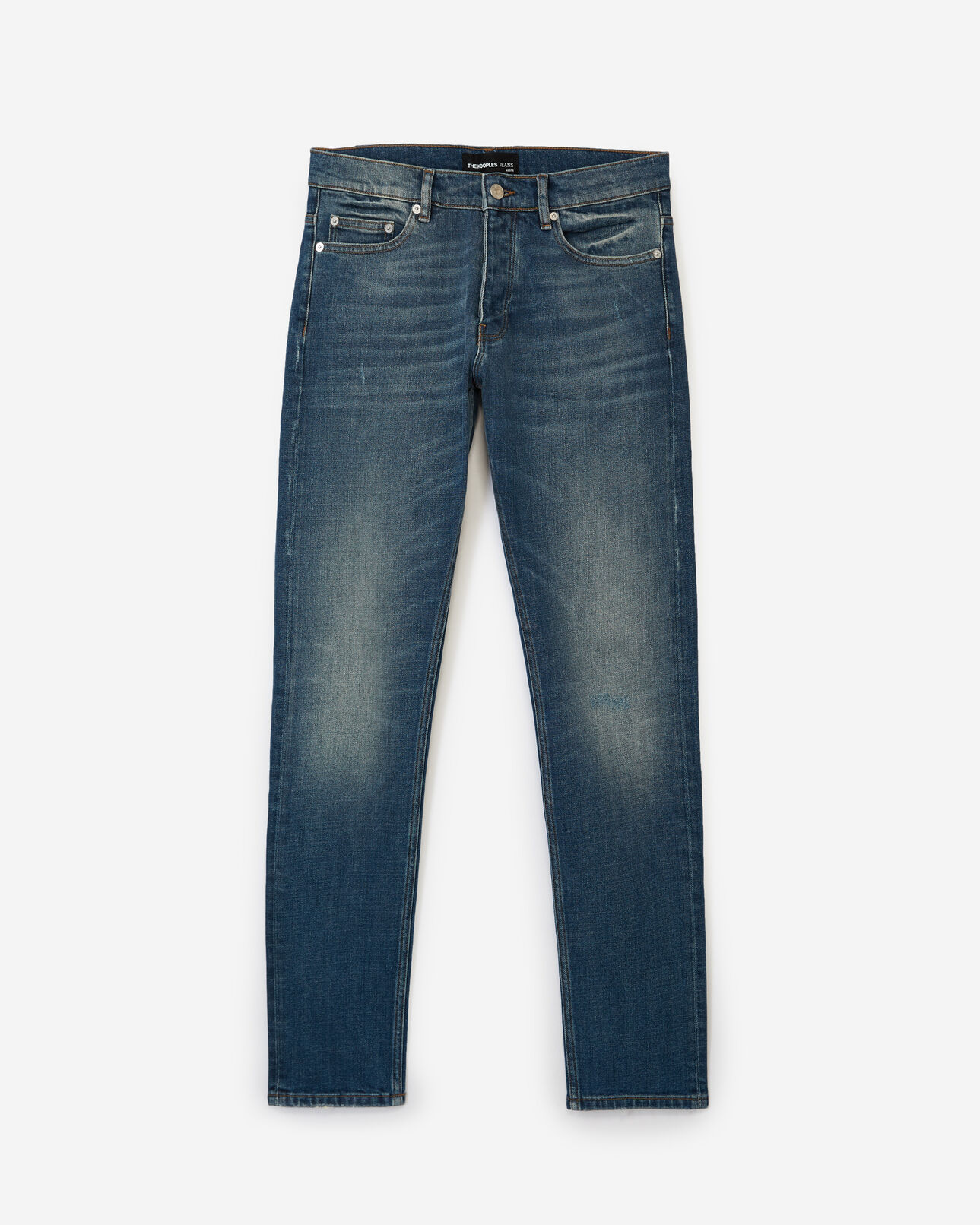 The Kooples HERREN BLUE DENIM verwaschen blaue destroy-jeans - etikett