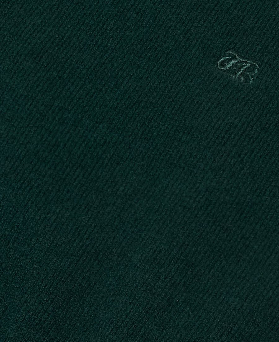 The Kooples H BOTTLE GREEN dark green cashmere round-neck sweater