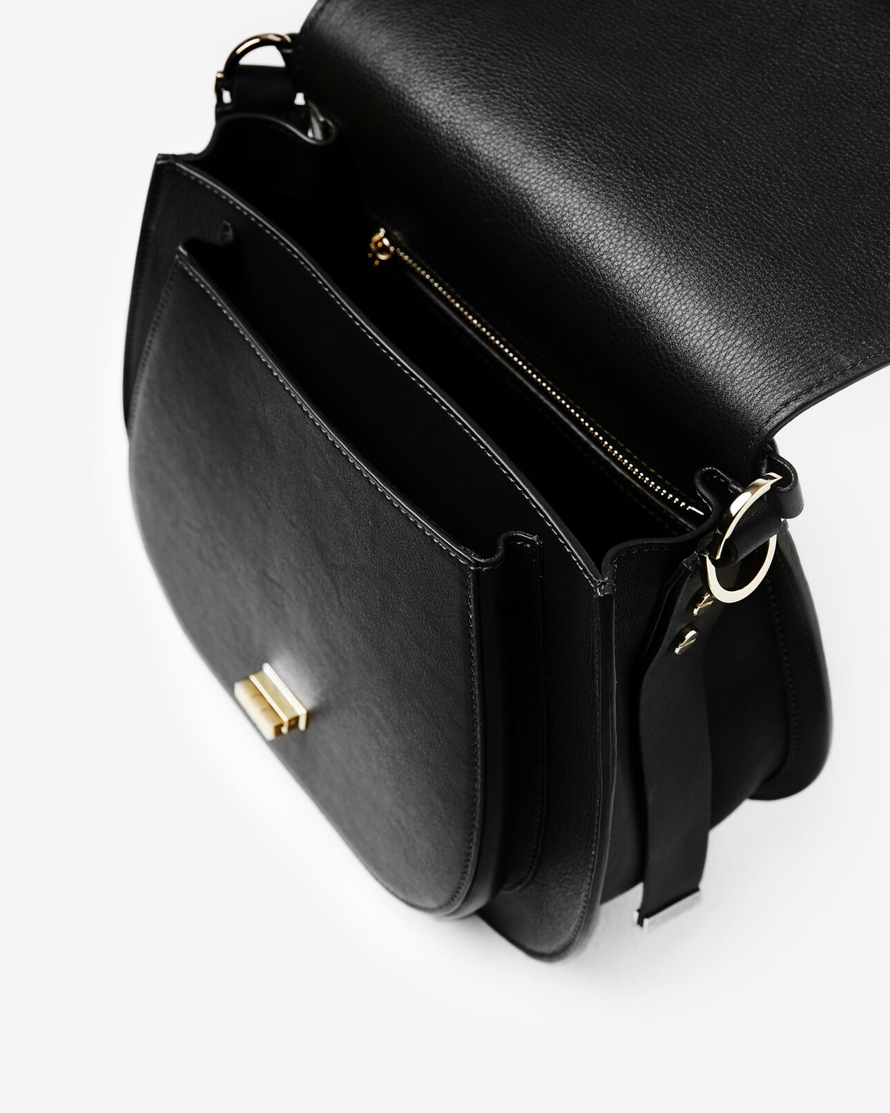 The Kooples WOMEN BLACK hobo maxi leather bag in black