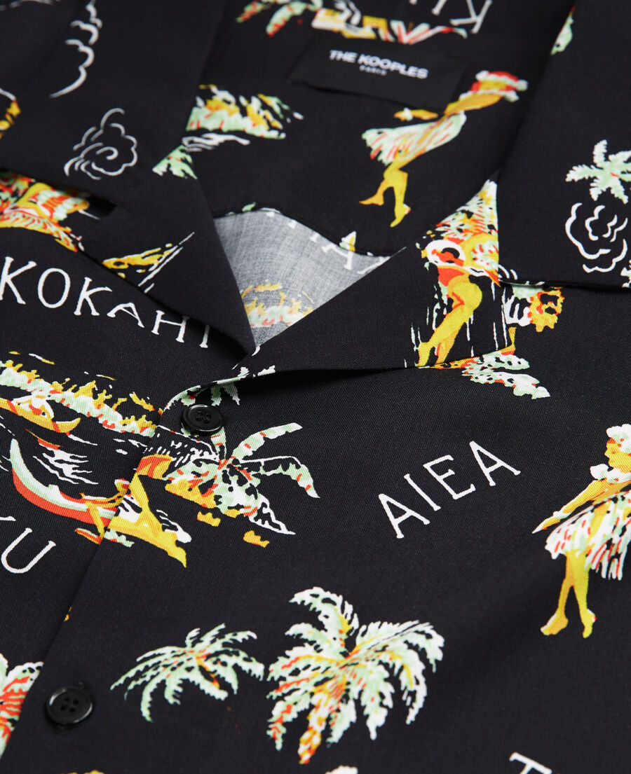 men’s black shirt with floral print