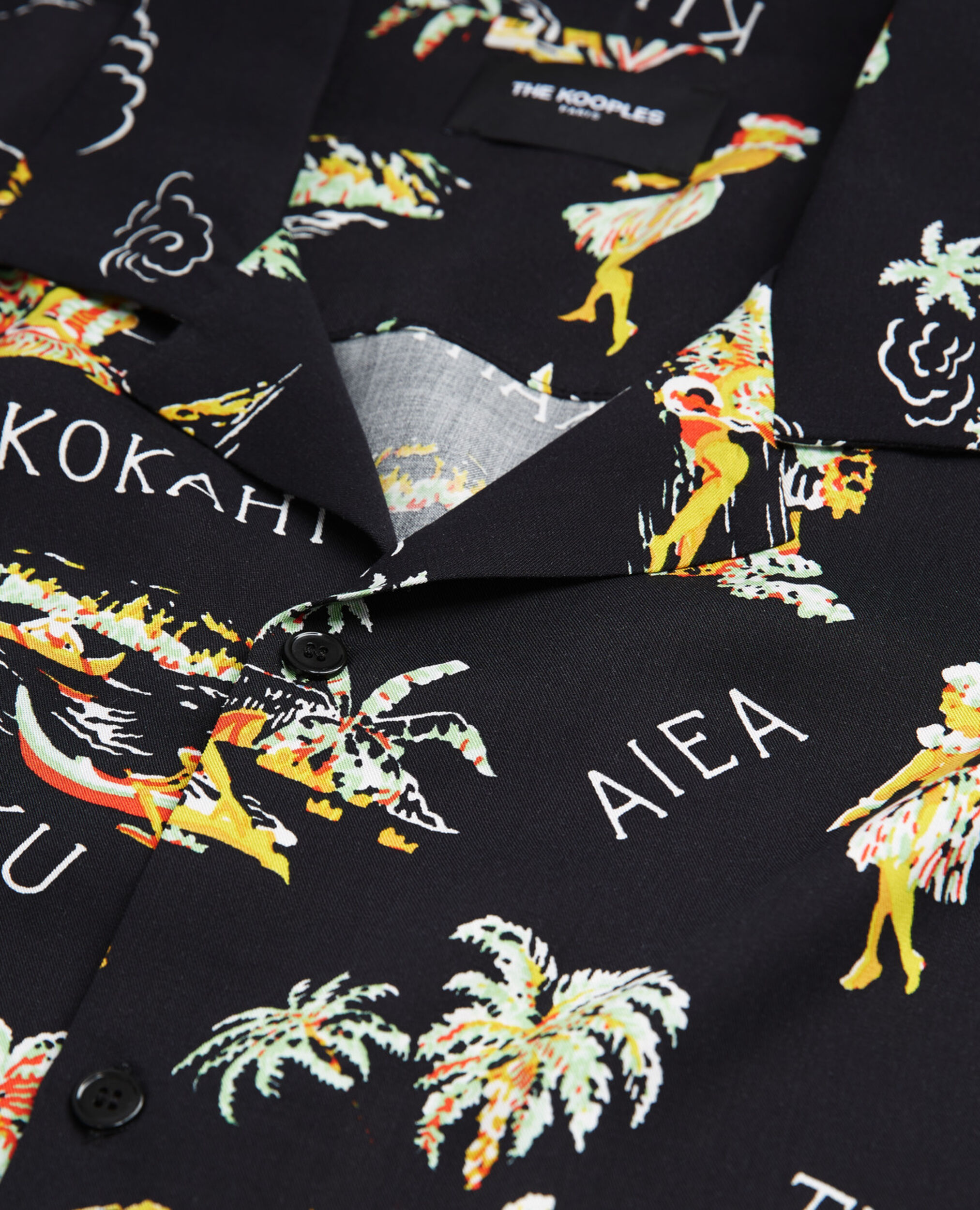Men’s black shirt with floral print, BLACK / YELLOW, hi-res image number null