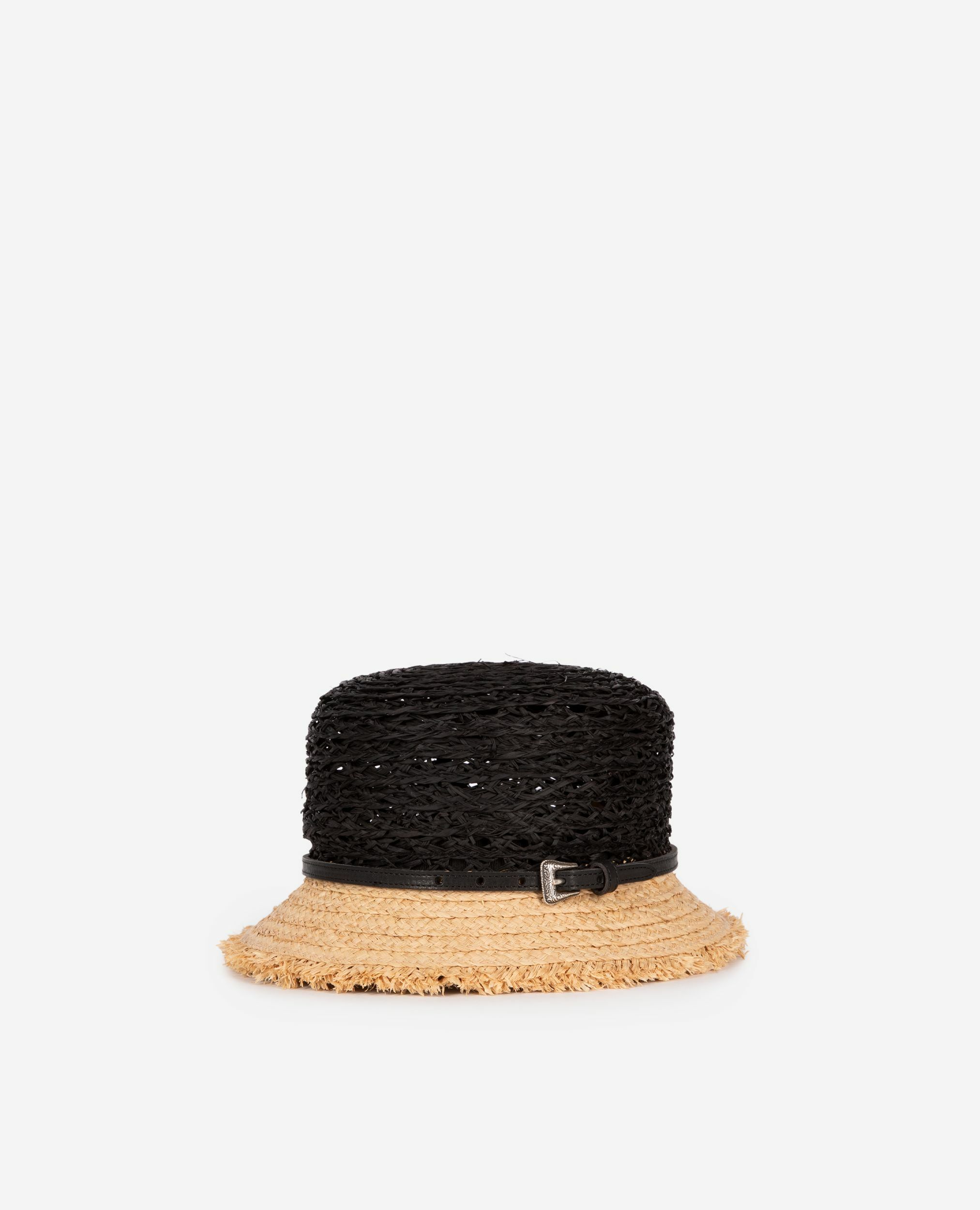 Black and beige raffia hat, BLACK - CREAM, hi-res image number null