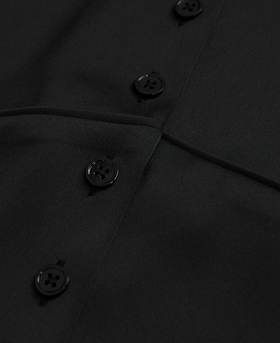 The Kooples F BLACK short black satin top with buttoning
