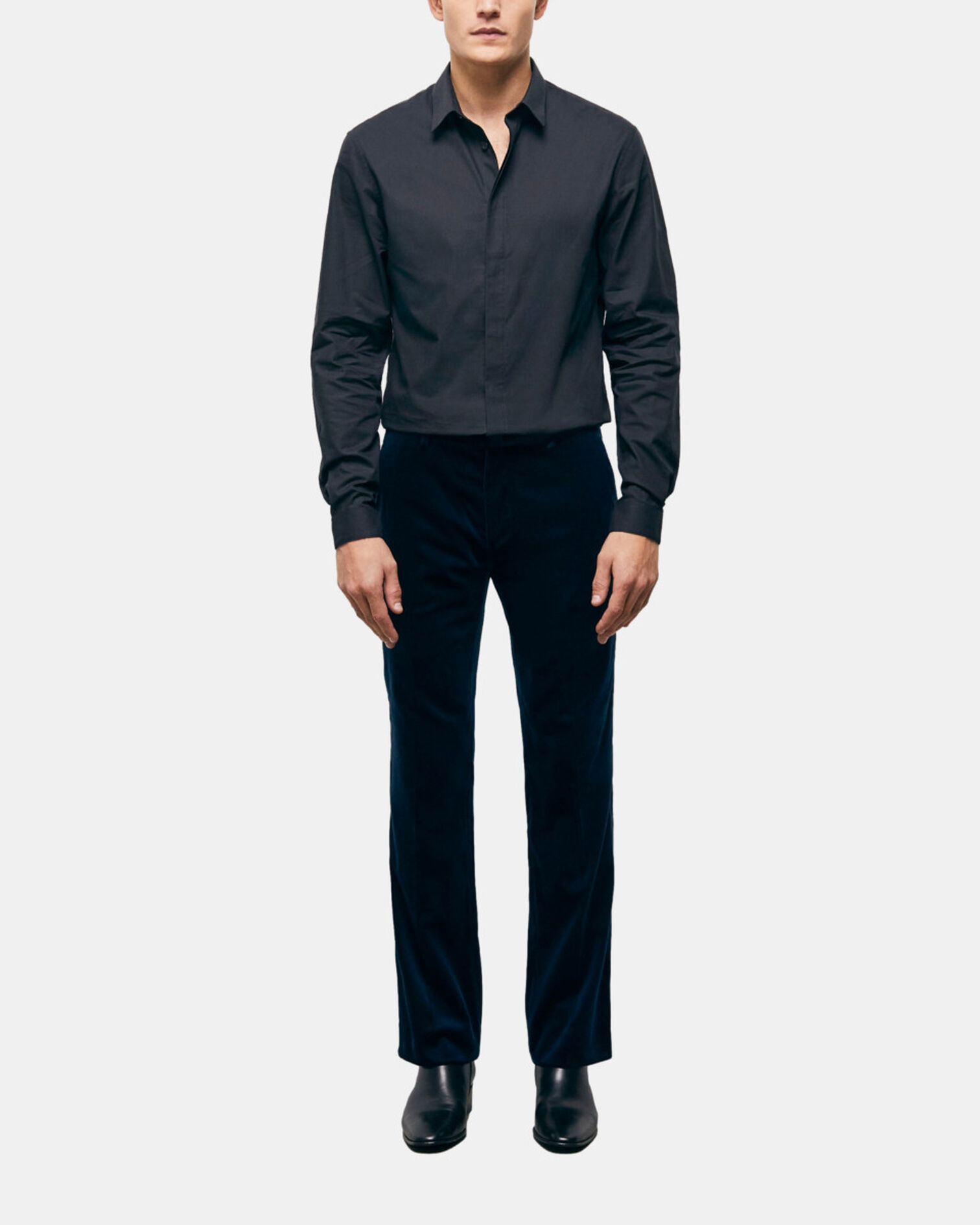 Blue velvet suit pants, NAVY, hi-res image number null
