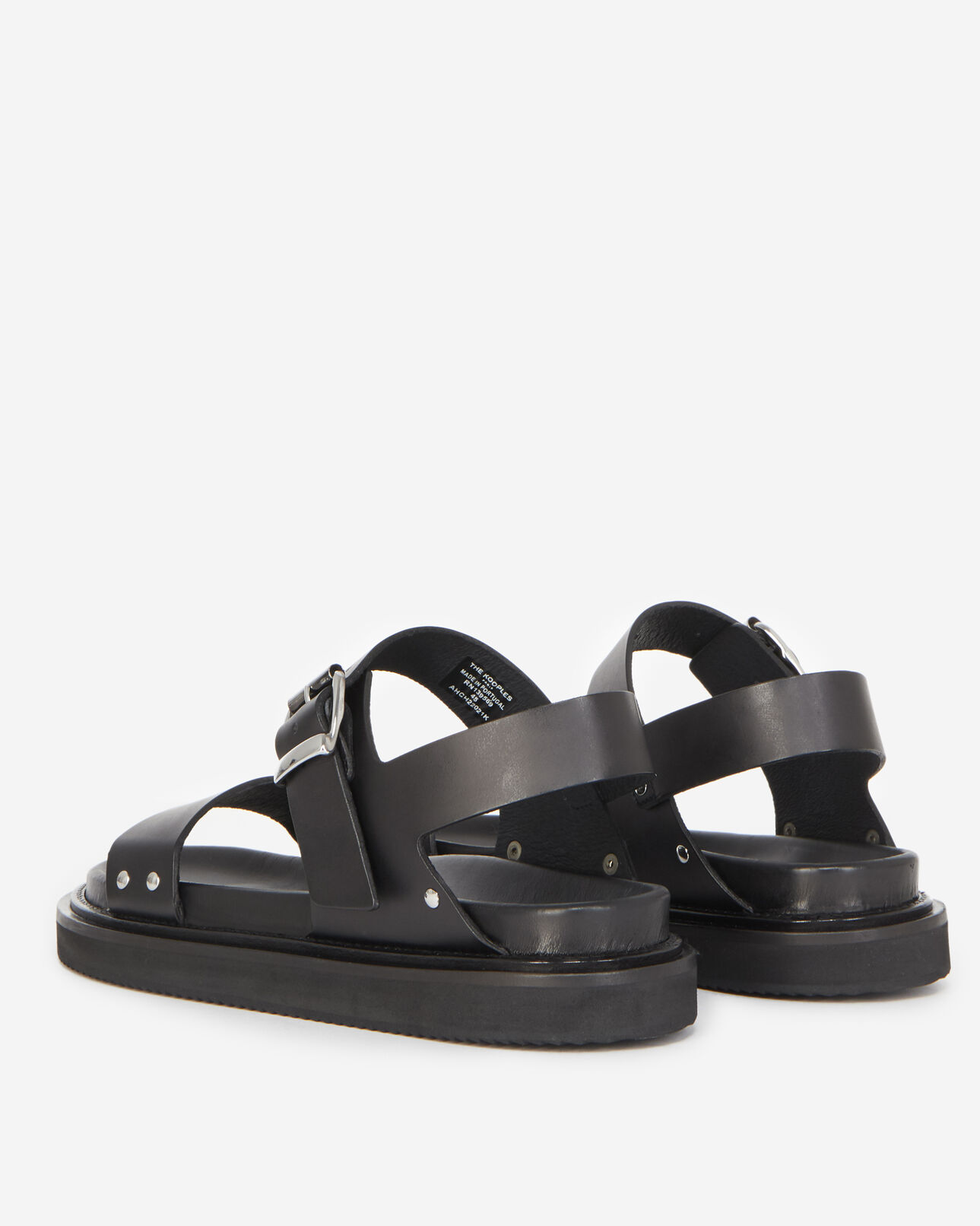 The Kooples HOMME BLACK sandales noires cuir à doubles brides