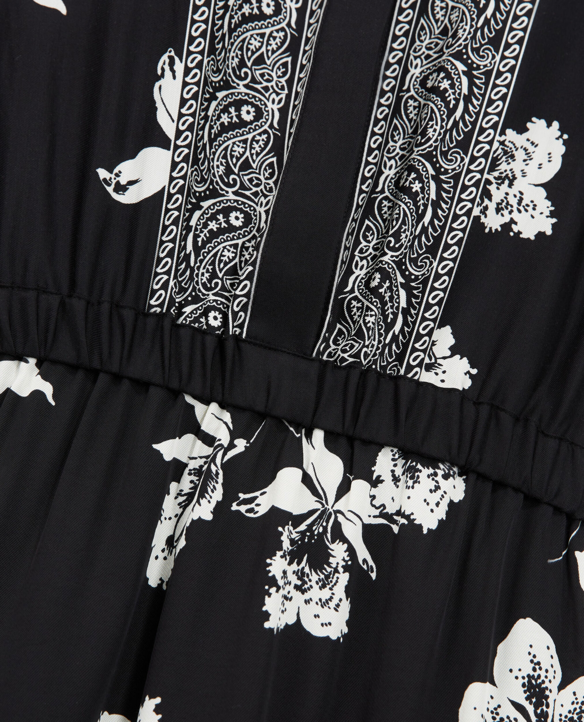 Schwarz-weißes bedrucktes langes Kleid, BLACK WHITE, hi-res image number null