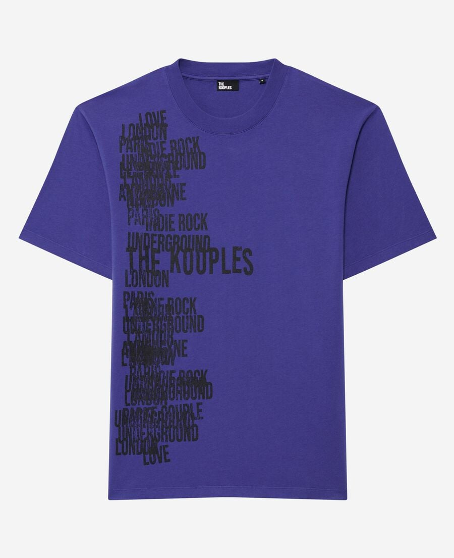 The Kooples MEN ELECTRIC BLUE t-shirt with purple screen print
