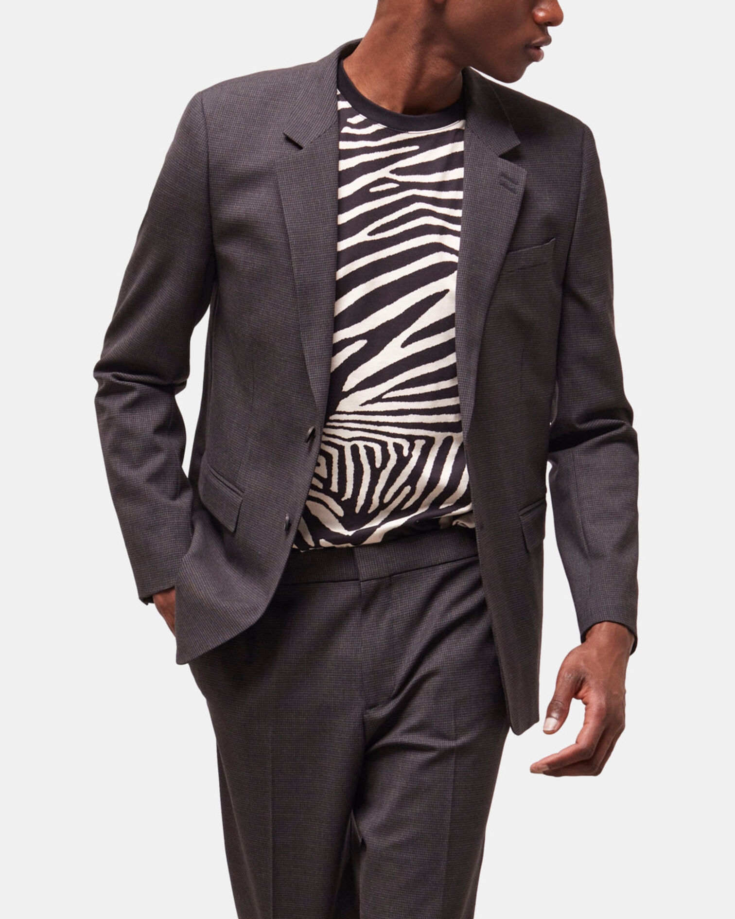 Wool suit jacket, BLACK GREY, hi-res image number null