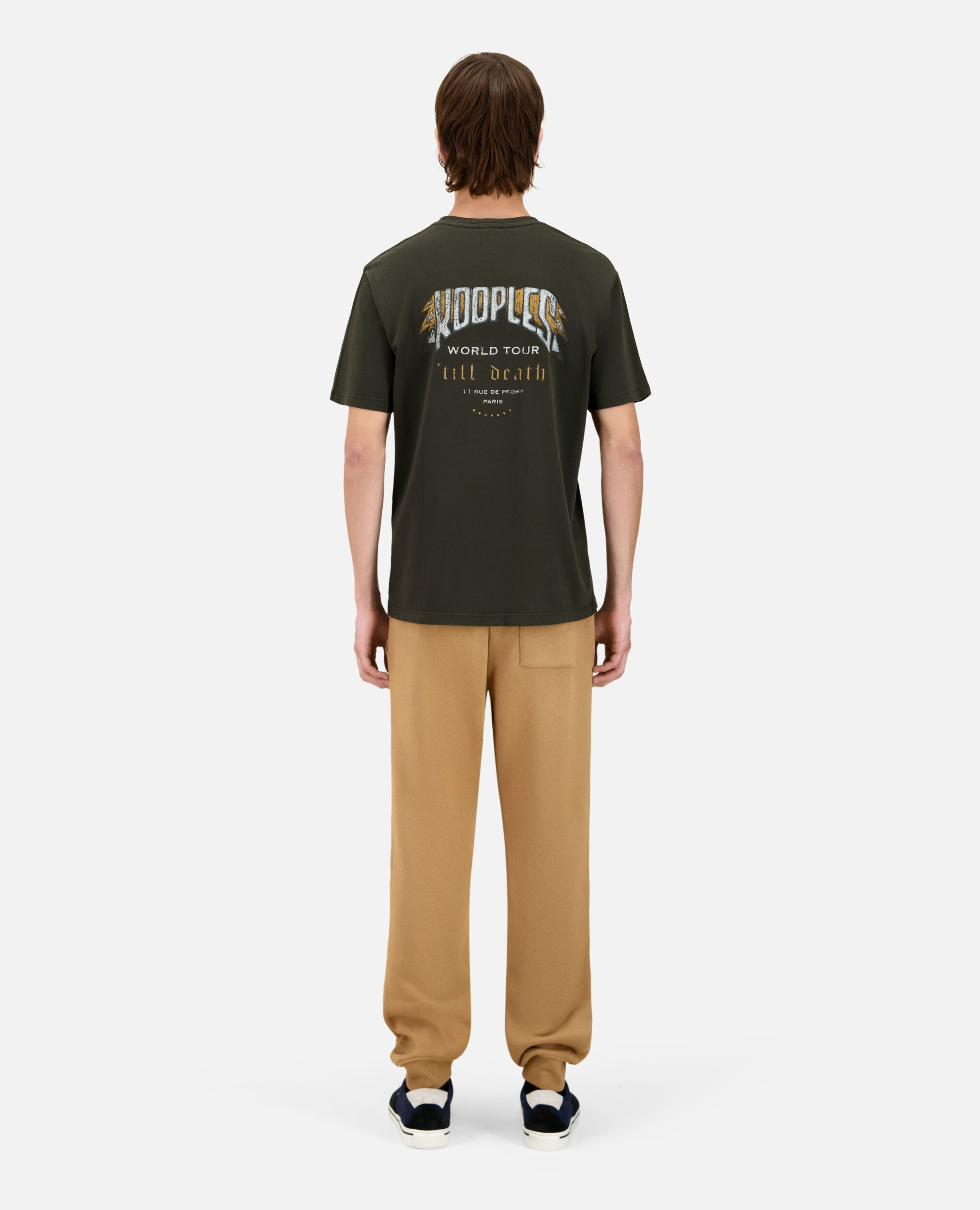 Dunkelgrünes T-Shirt mit Siebdruck für Herren, DARK GREEN, hi-res image number null