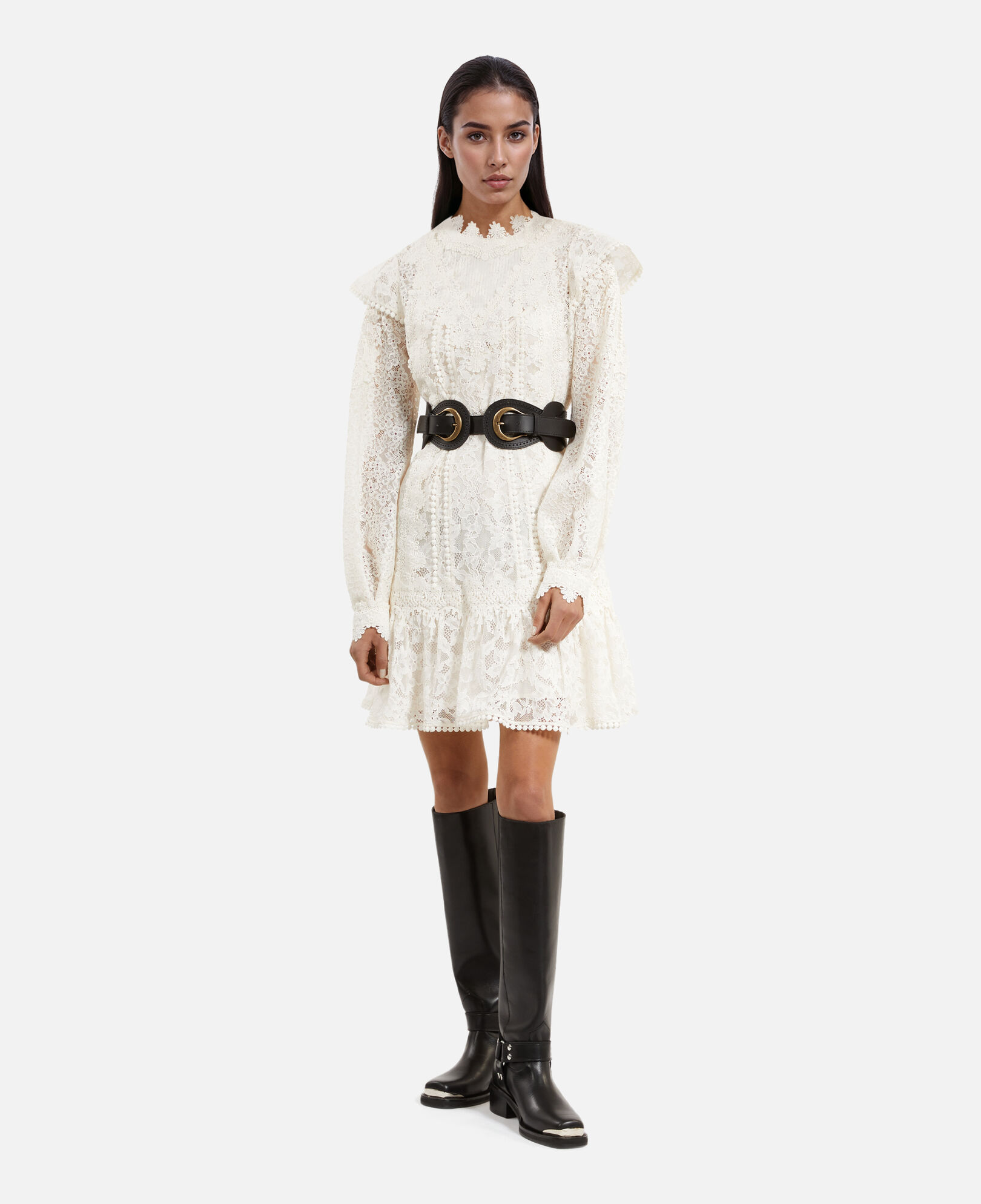 The Kooples WOMEN ECRU short ecru lace dress