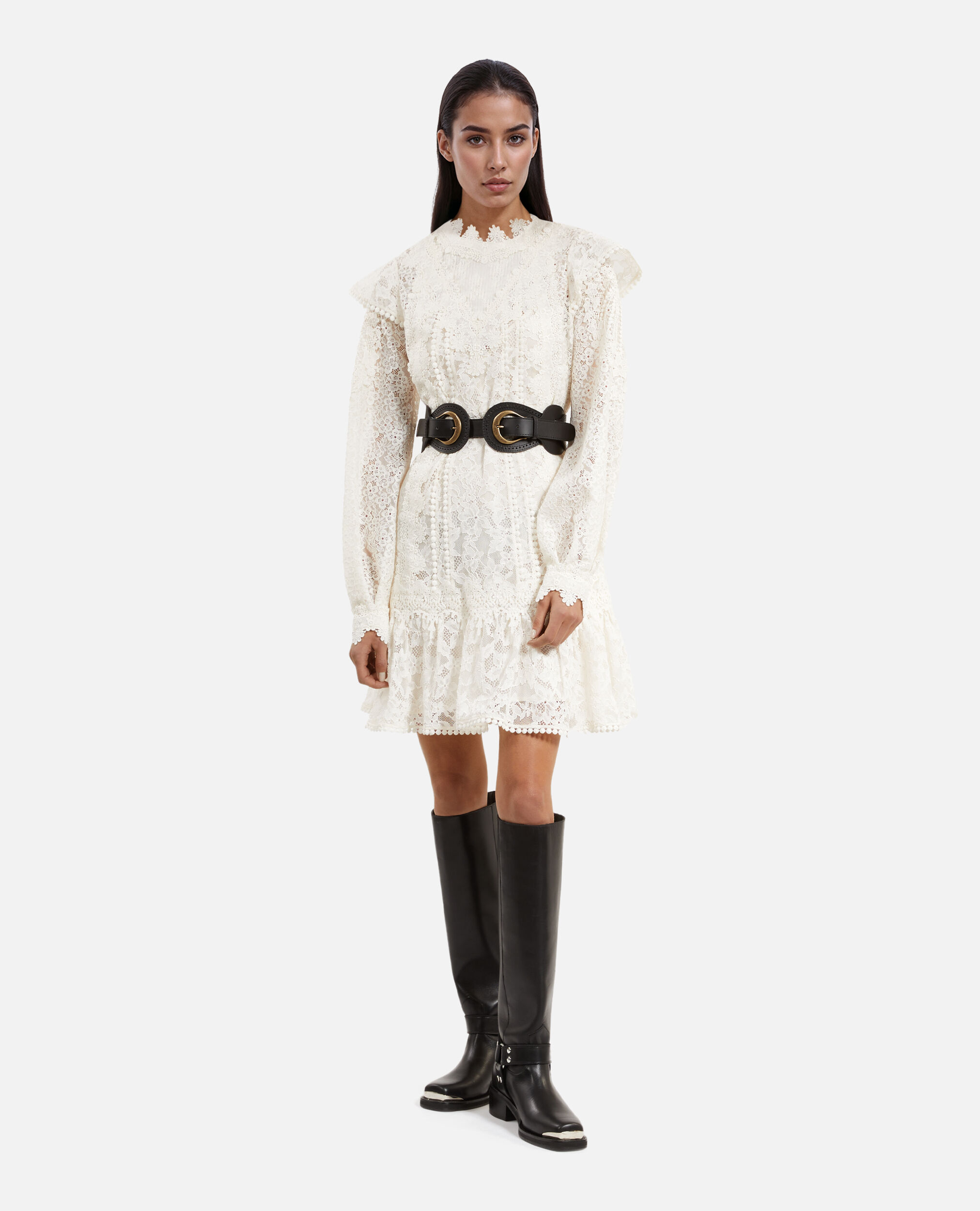 Short ecru lace dress, ECRU, hi-res image number null