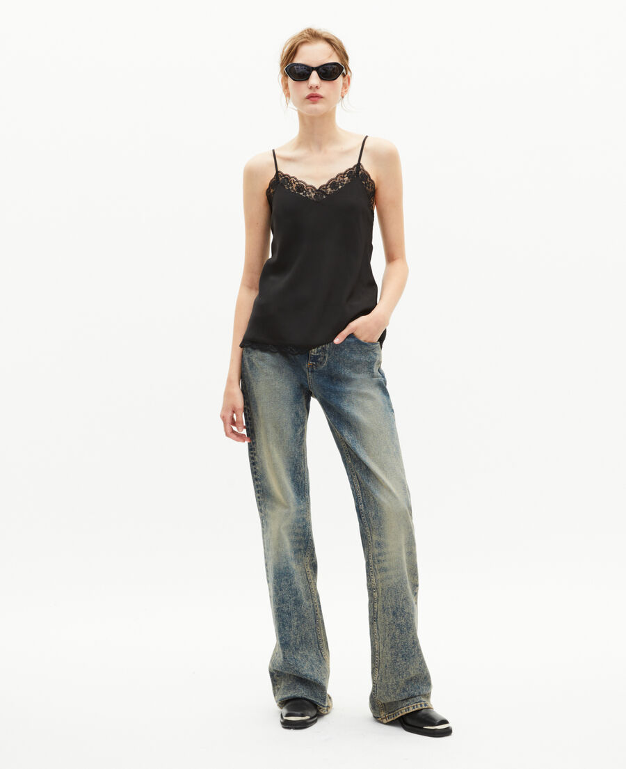 The Kooples WOMEN BLACK black silk camisole