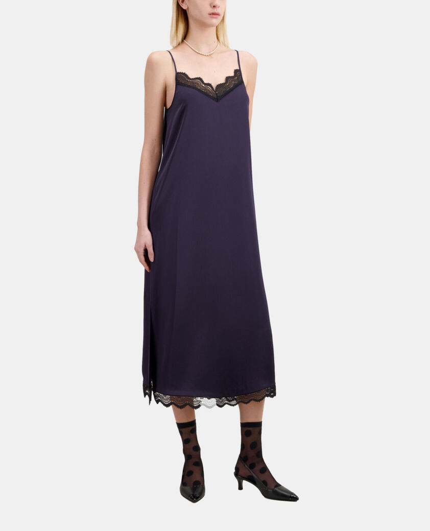 The Kooples FEMME NAVY robe nuisette longue bleu marine