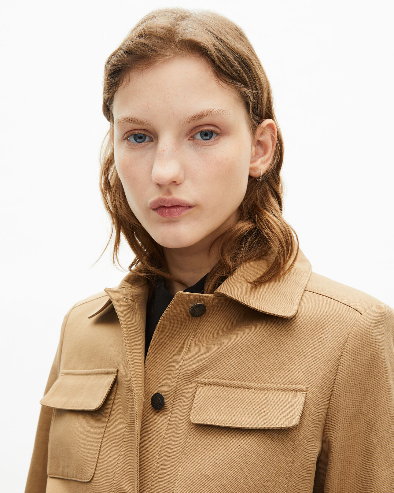 The Kooples WOMEN BEIGE short jacket in beige cotton and linen