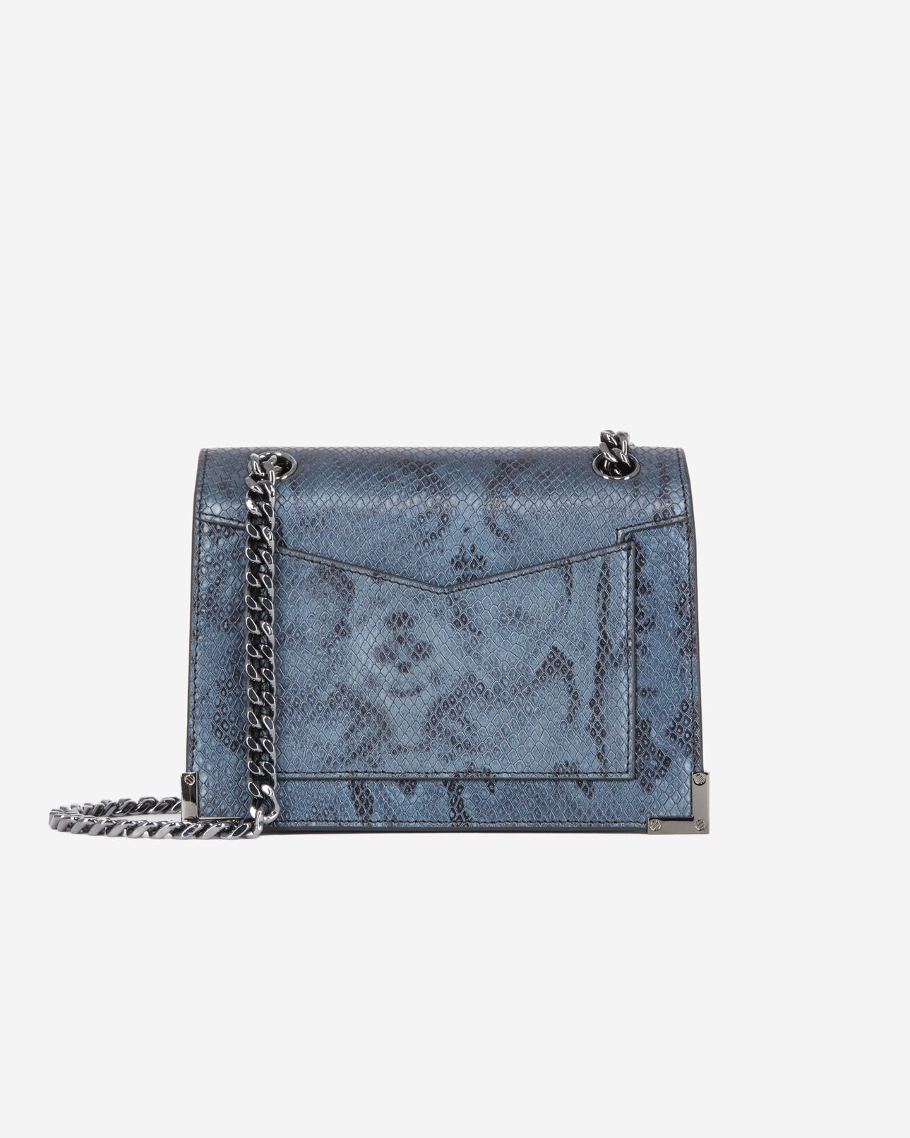 The Kooples WOMEN GRIS BLEU emily chain bag in grey python-effect leather