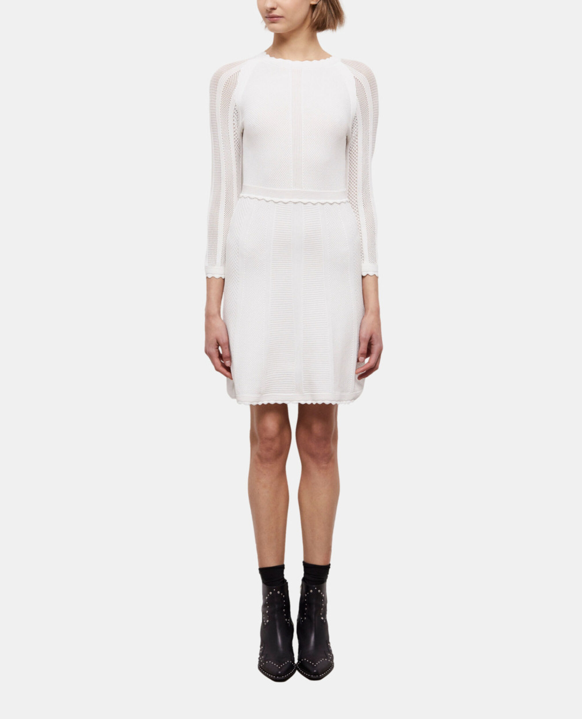 Robe courte blanche en maille, WHITE, hi-res image number null