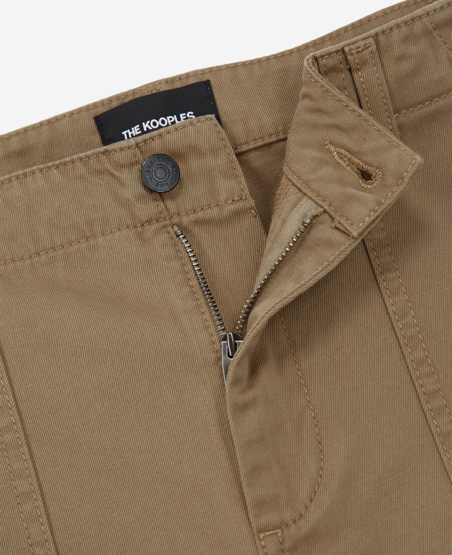 long beige cotton shorts with four pockets