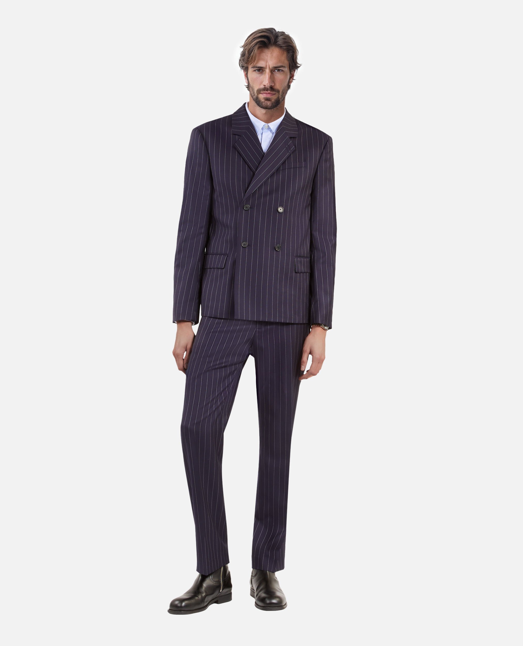 Blue striped wool suit jacket, DARK NAVY, hi-res image number null