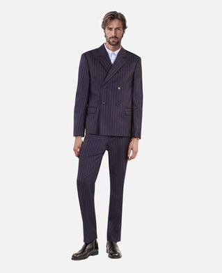 The Kooples H DARK NAVY blue striped wool suit jacket