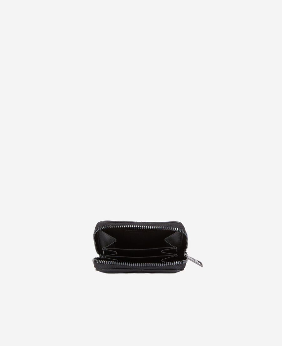 schwarzes portemonnaie aus gestepptem leder