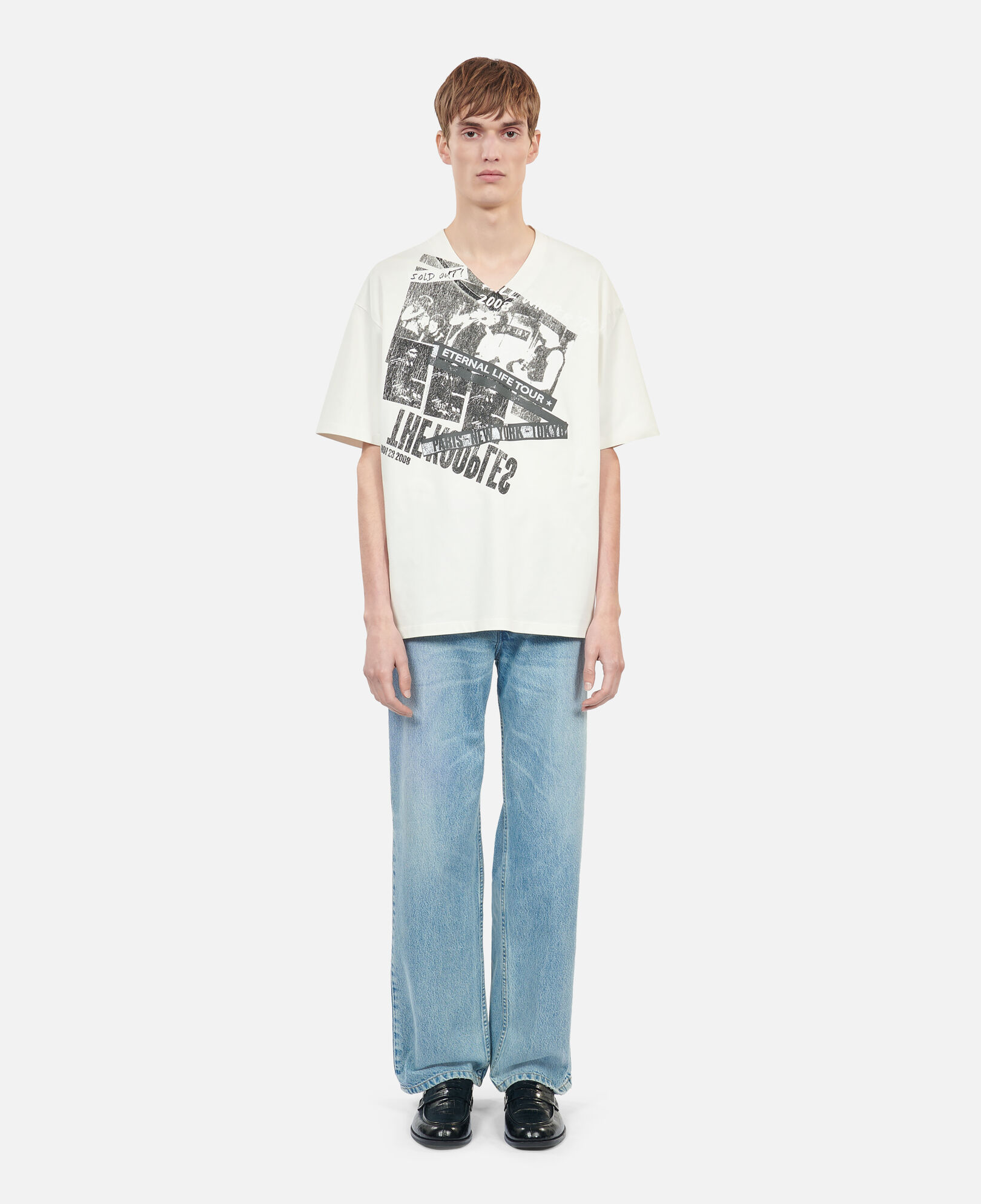 The Kooples HERREN ECRU ecrufarbenes t-shirt „eternal life tour“