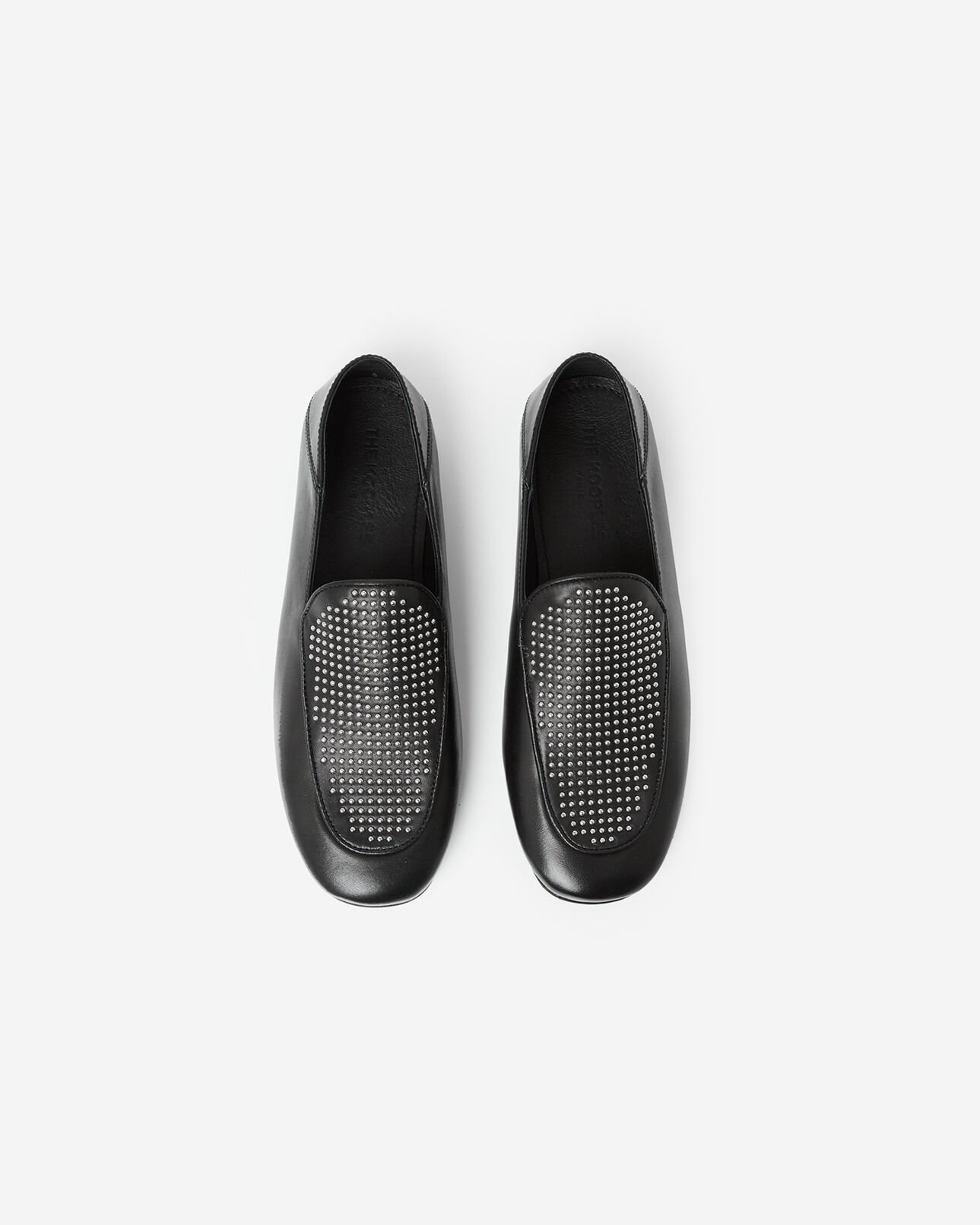 The Kooples DAMEN BLACK schwarze ledermokassins mit studs