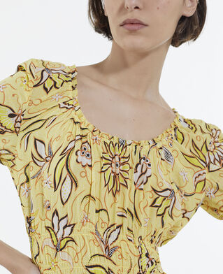 The Kooples DAMEN YELLOW kurzes gelbes blumenkleid mit puff&auml;rmeln