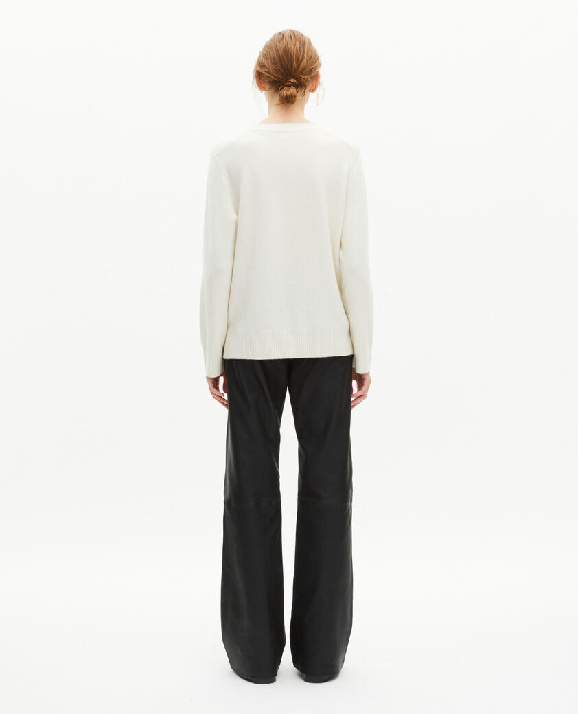 The Kooples FEMME ECRU pull col rond en cachemire écru