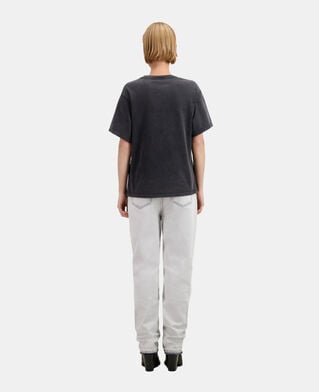 The Kooples DAMEN BLACK WASHED schwarzes t-shirt damen mit racing-skull-siebdruck