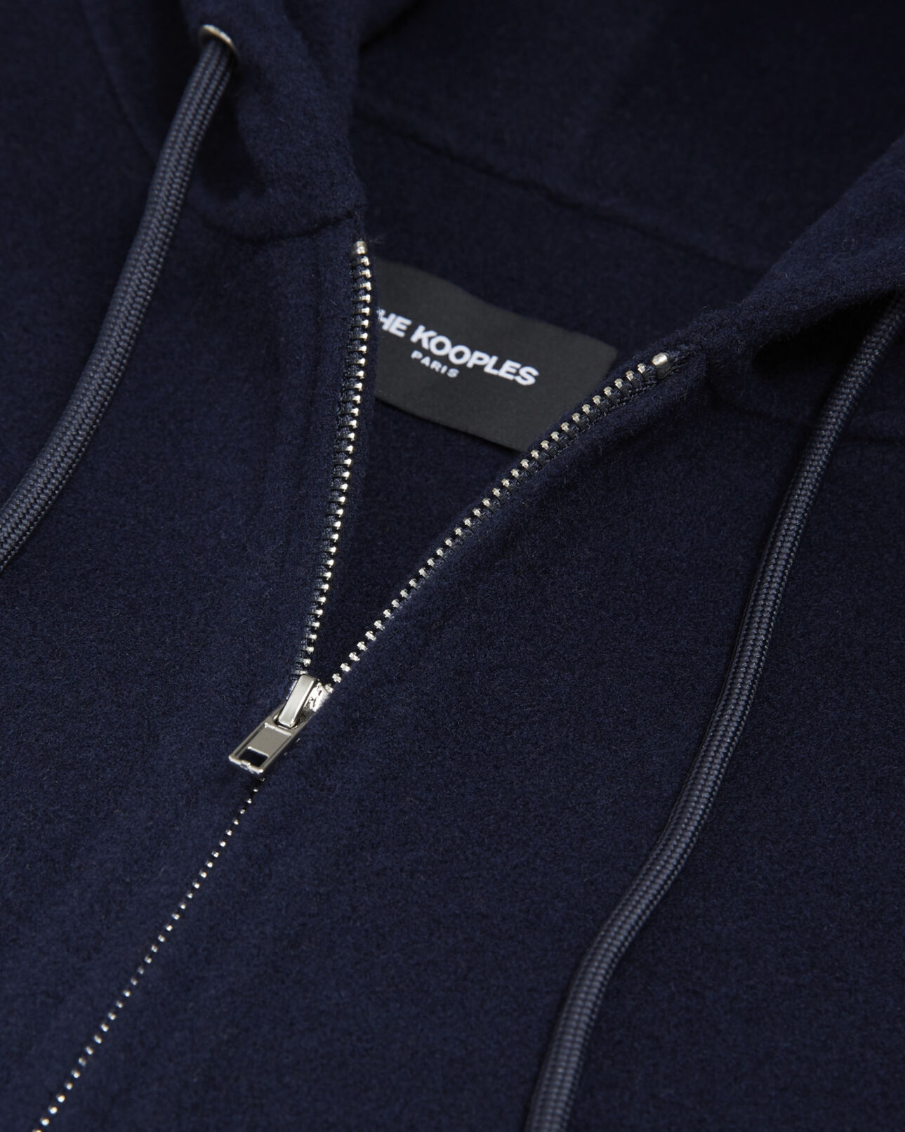 The Kooples HOMME NAVY sweat laine double face bleu capuche
