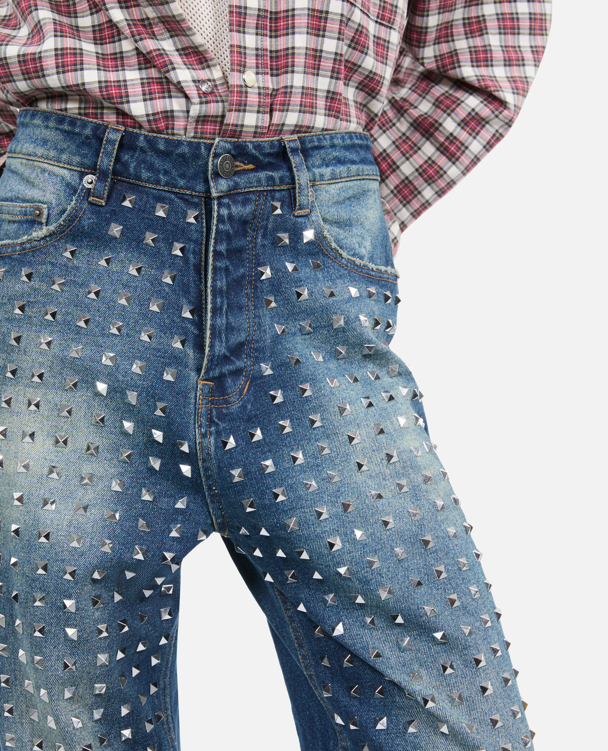 Blue straight studded jeans| The Kooples
